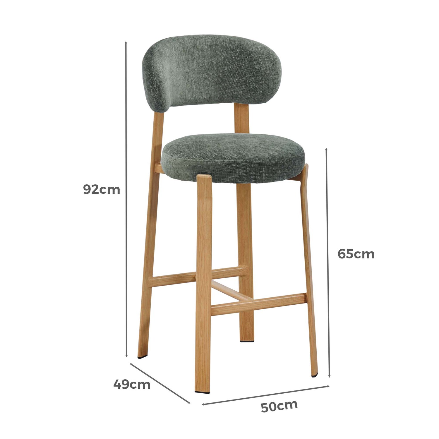 65cm Cecil I Chenille Bar Stools