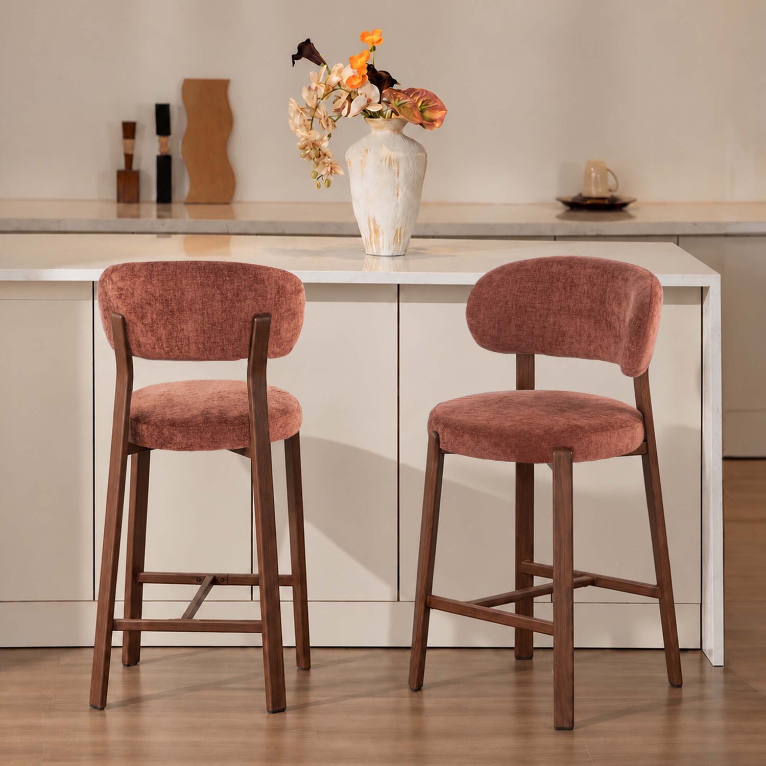 65cm Cecil II Chenille Bar Stools