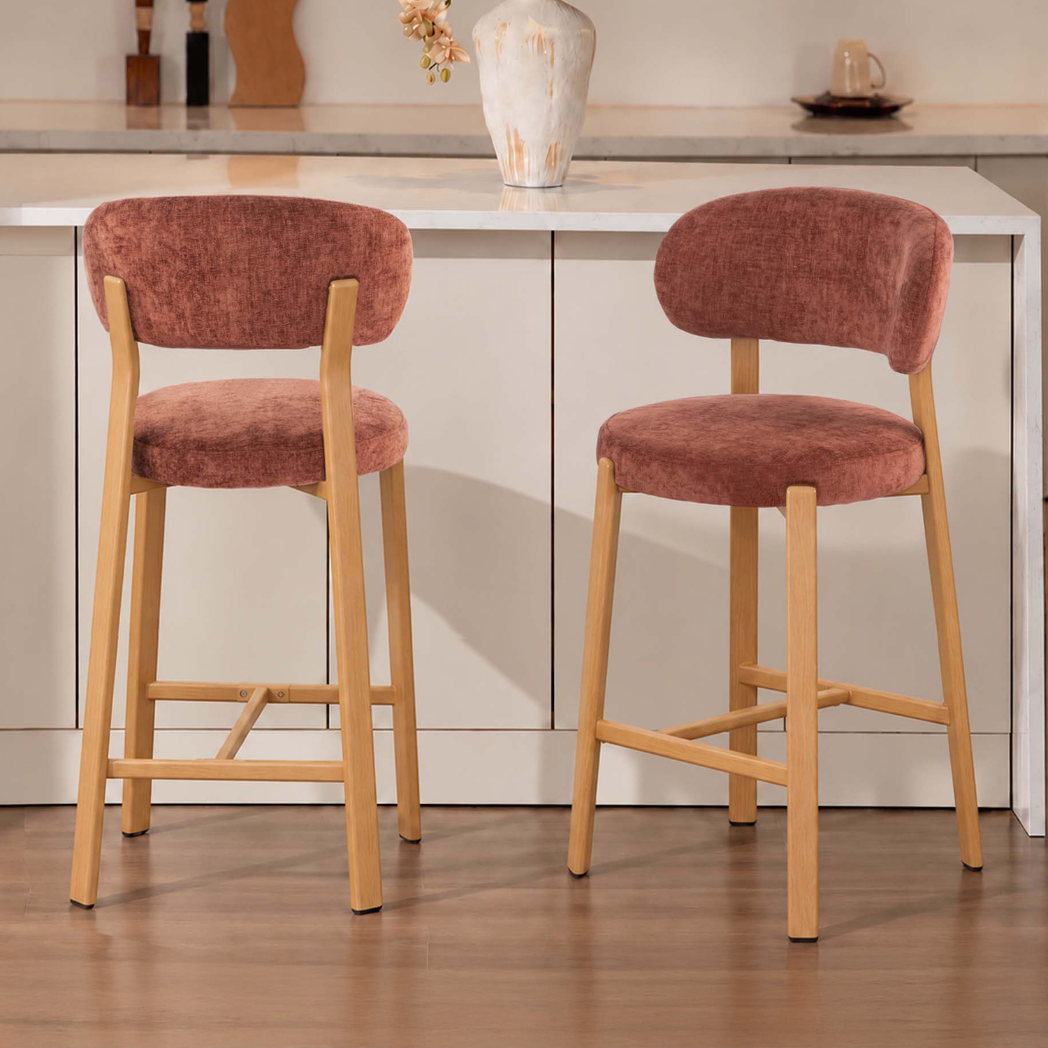 65cm Cecil I Chenille Bar Stools