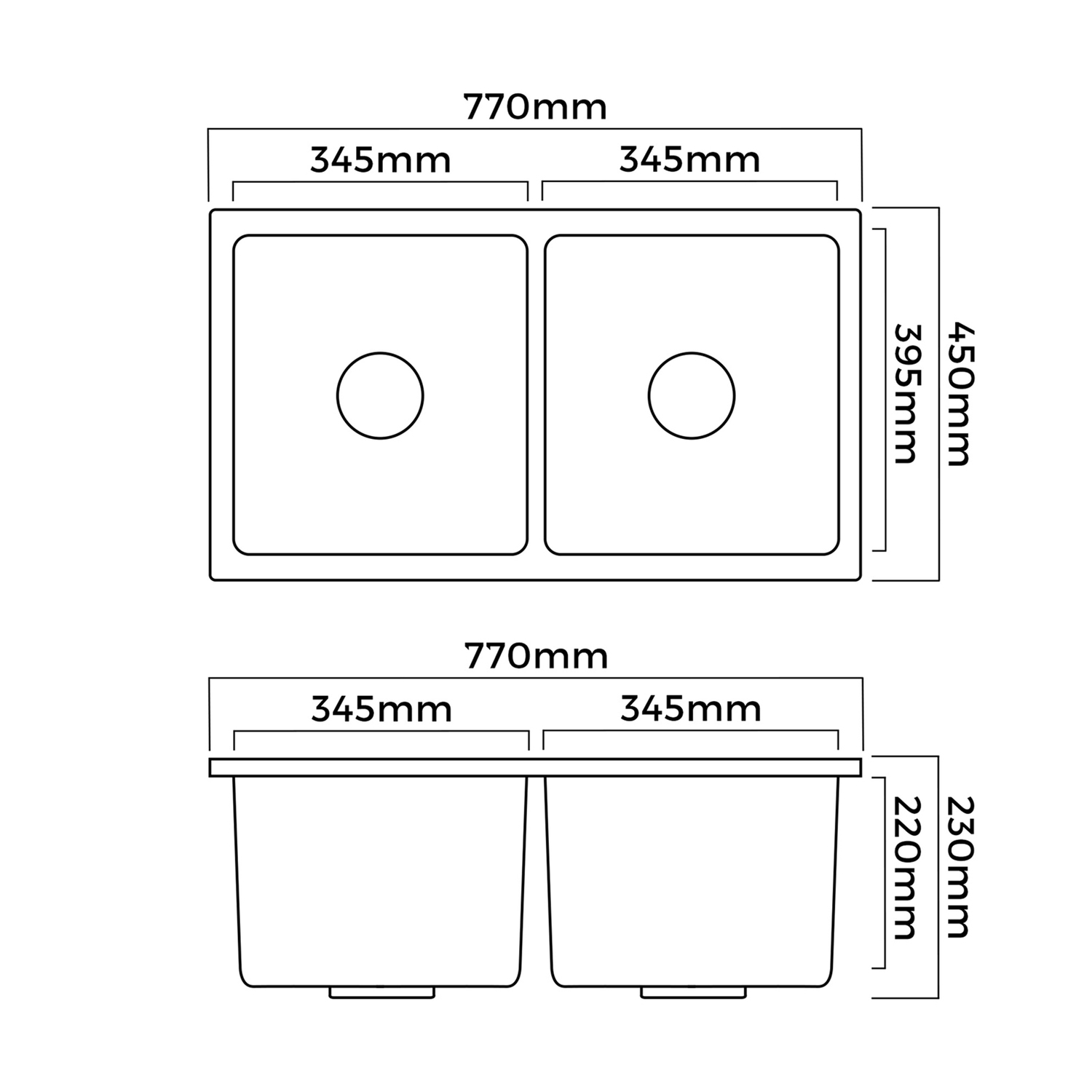 Bowen Double Kitchen Sink with Strainers