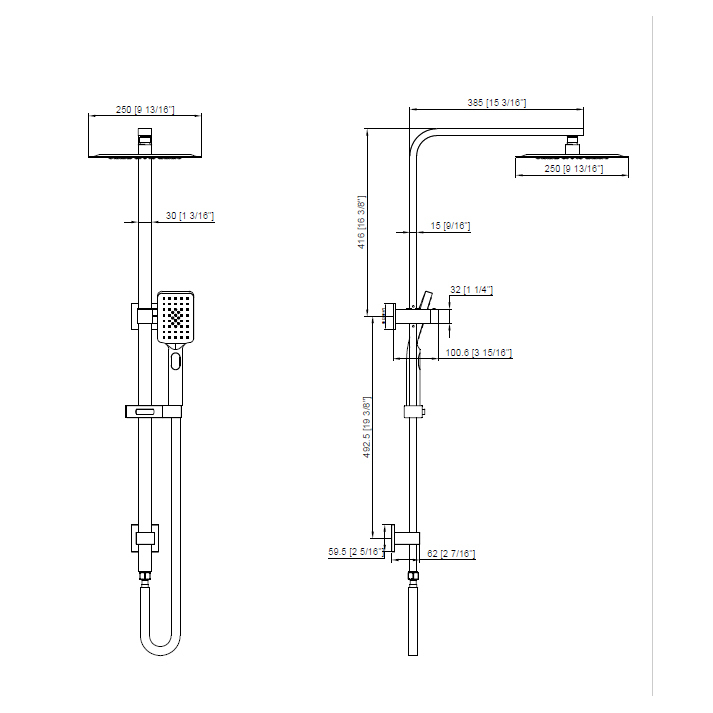 Lia Square Twin Shower
