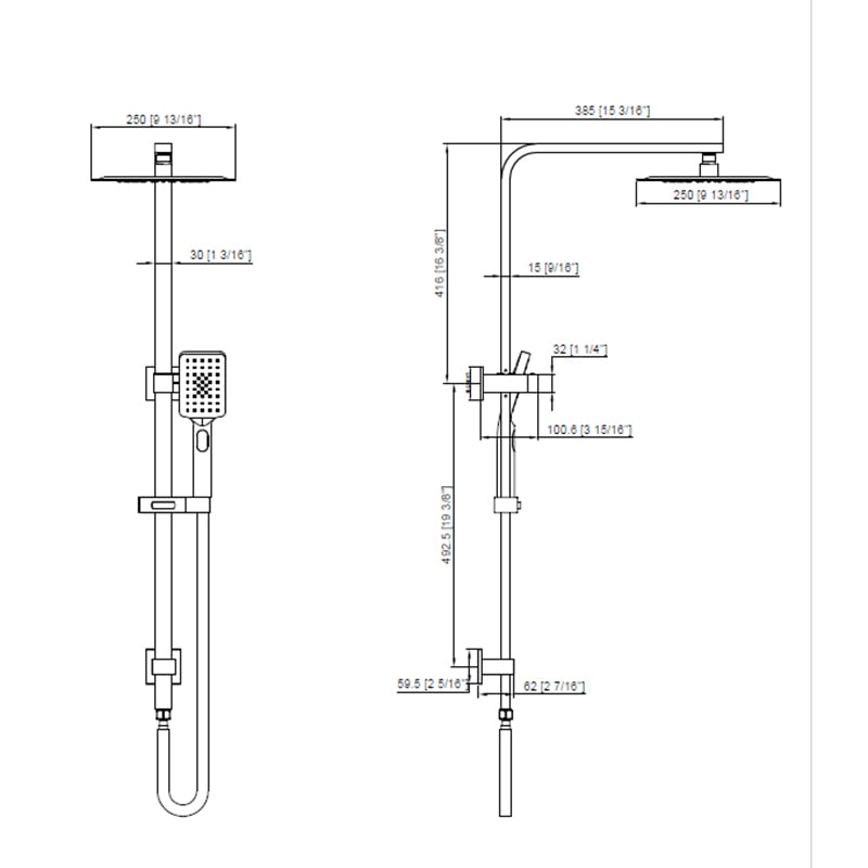 Lia Square Twin Shower Mixer Set