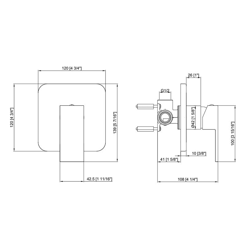 Lia Square Twin Shower Mixer Set