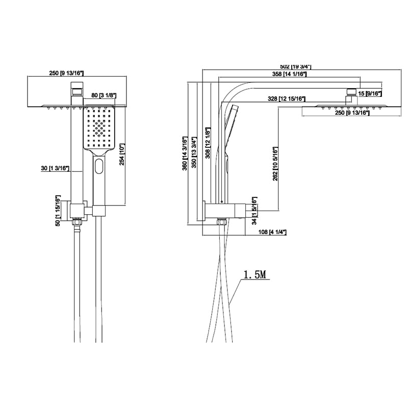 Rosina Square Twin Shower