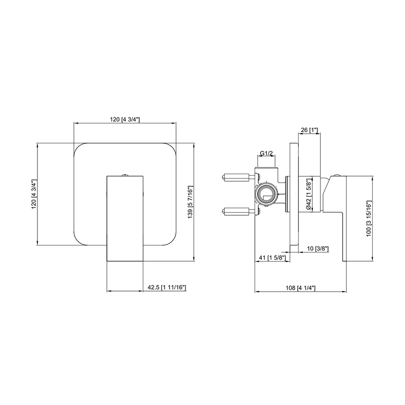 Patrizia Square Shower/Bath Mixer