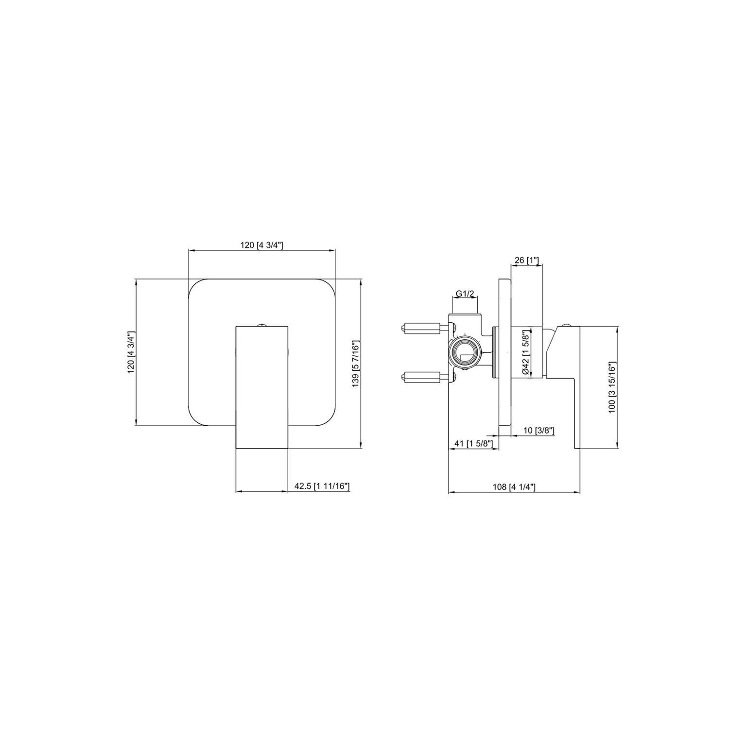 Declan Square Hand-Held Shower Head Set