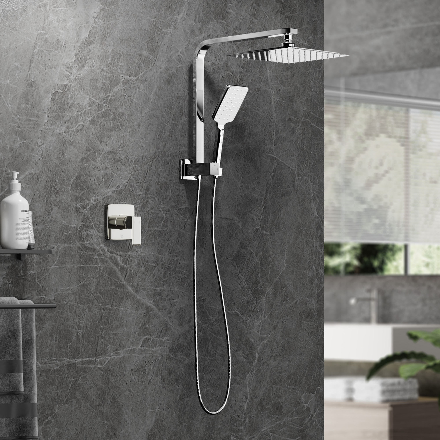 Declan Square Hand-Held Shower Head Set