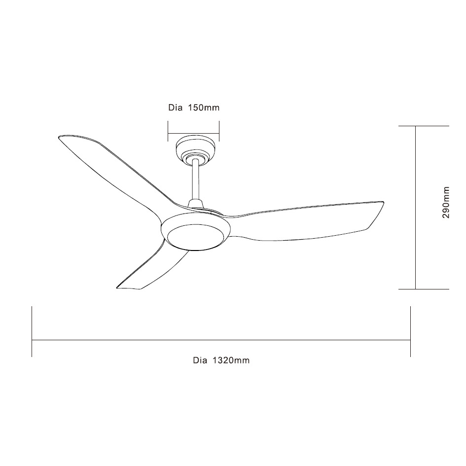 Hodson 132cm DC Ceiling Fan with LED Light & Remote Control
