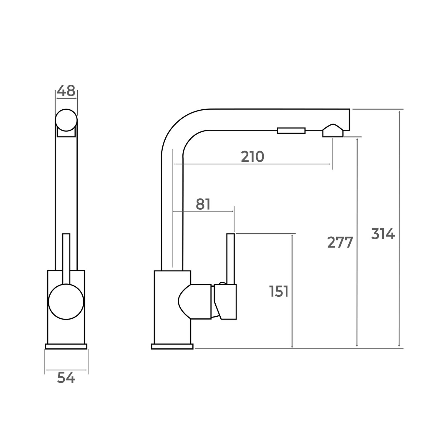 Yeva 440mm Single Kitchen Sink & Pull-Out Mixer