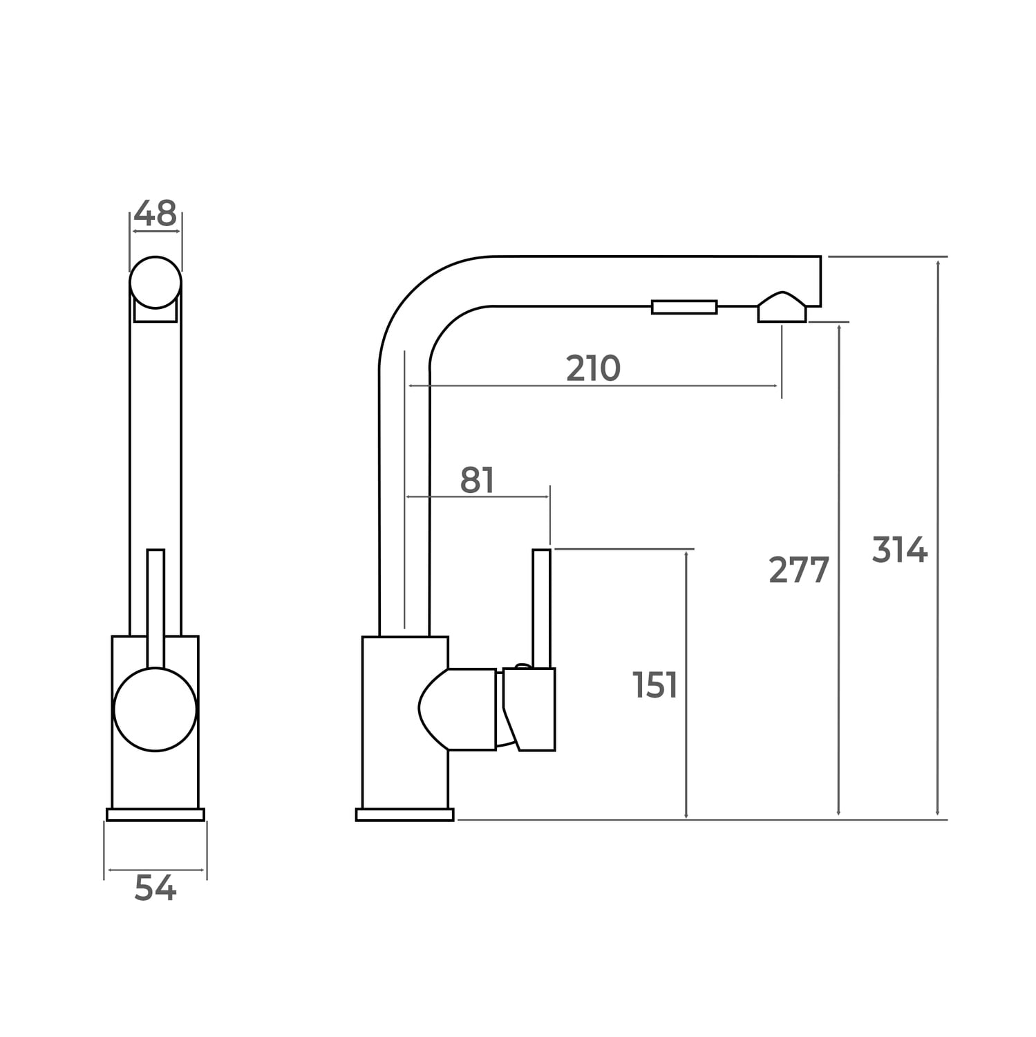 Yeva 440mm Single Kitchen Sink & Pull-Out Mixer
