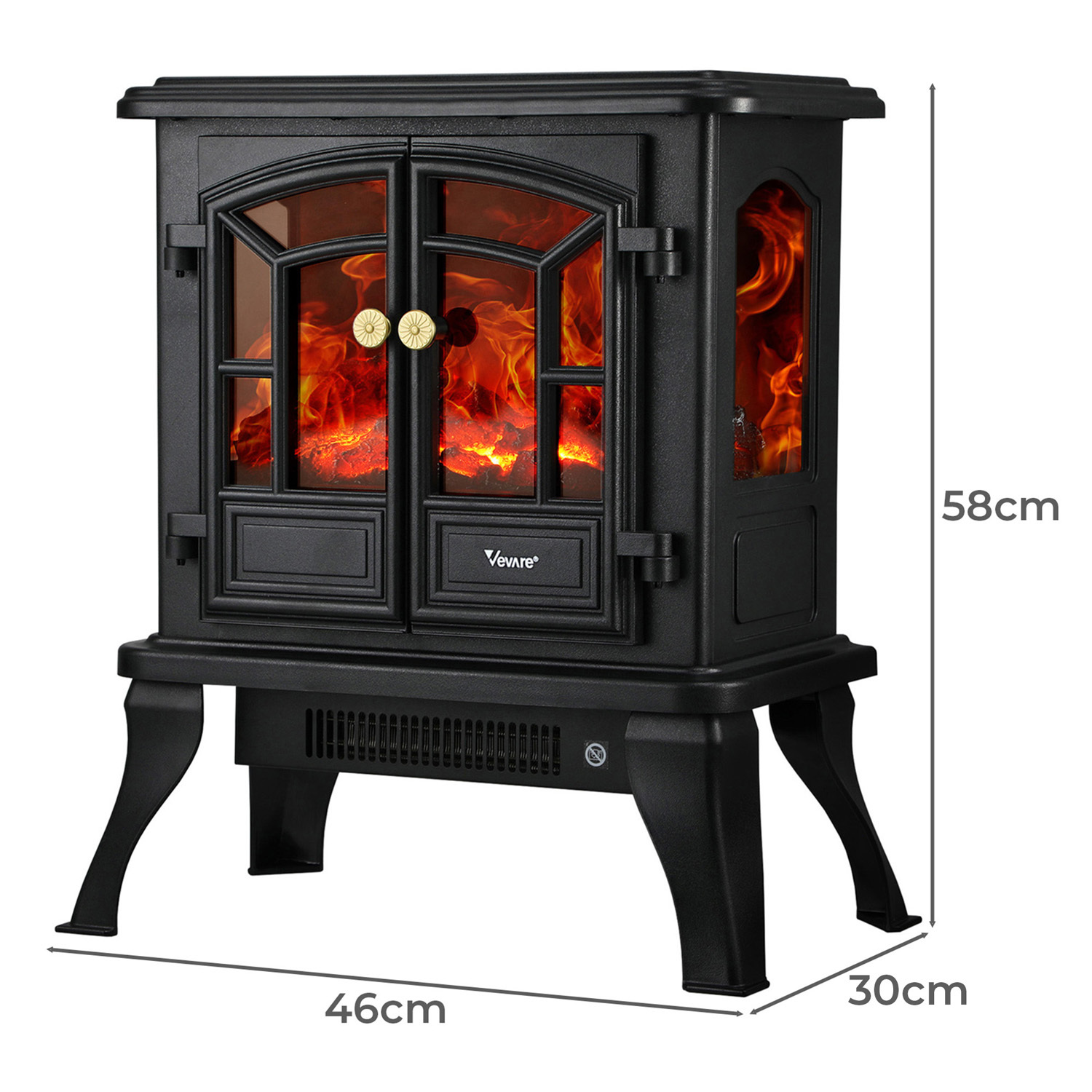 Black Maura Electric Fireplace Heater