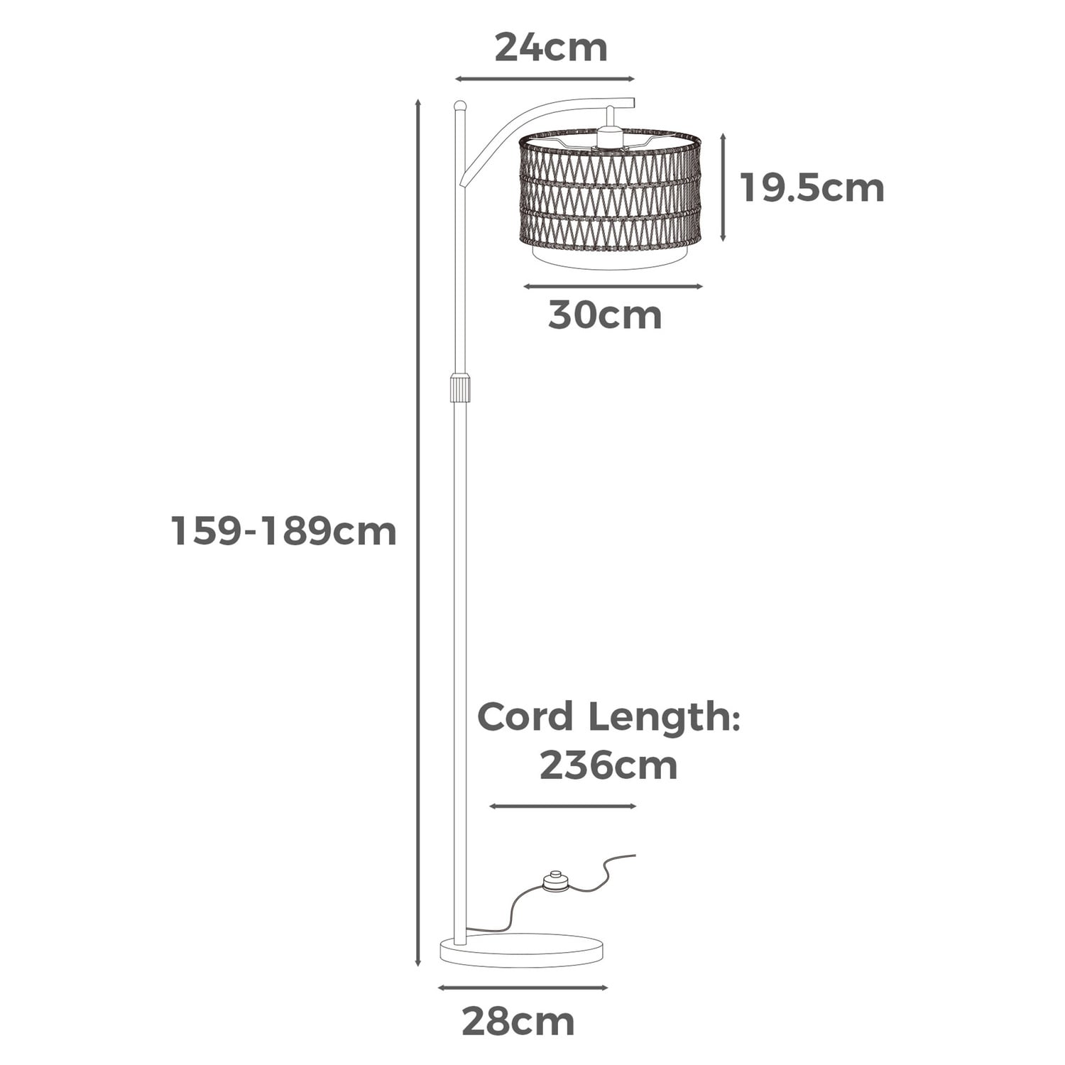 Aylin Metal Adjustable Height Floor Lamp