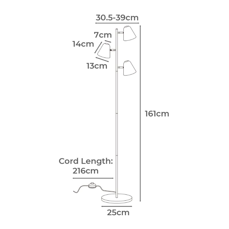 Lumir Iron 3 Light Floor Lamp