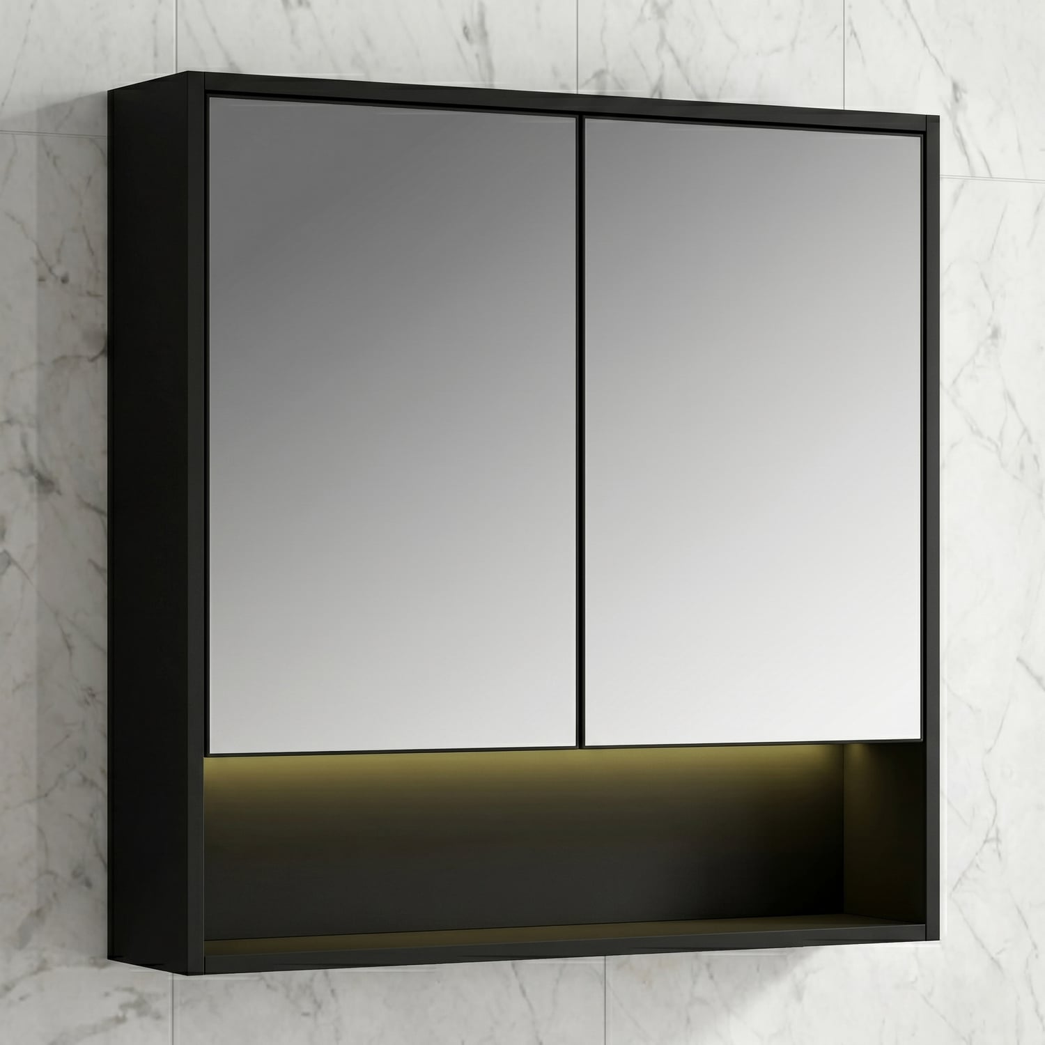 Meriden 750mm LED Mirrored Shaving Cabinet with Open Shelf