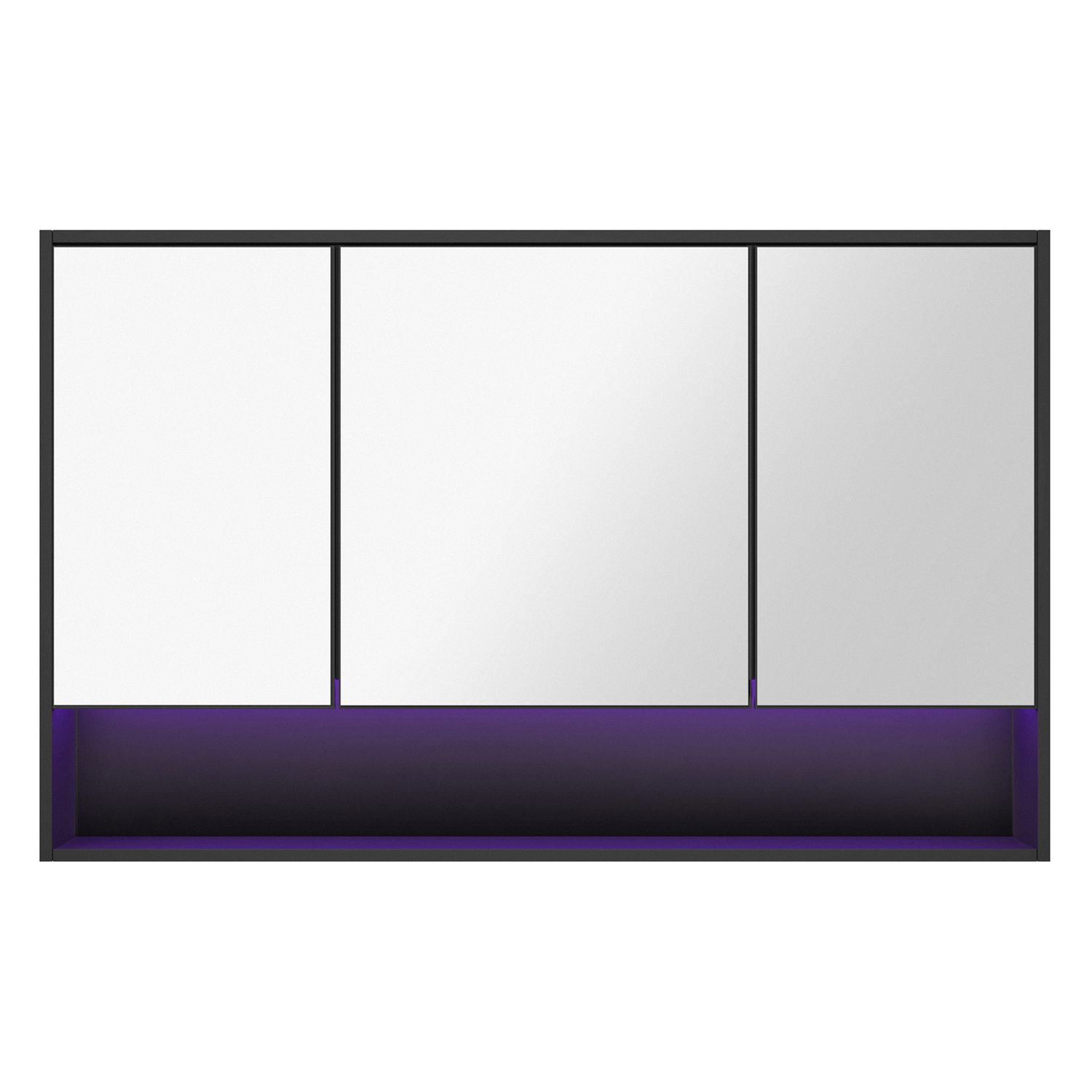 Meriden 1200mm LED Mirrored Shaving Cabinet with Open Shelf