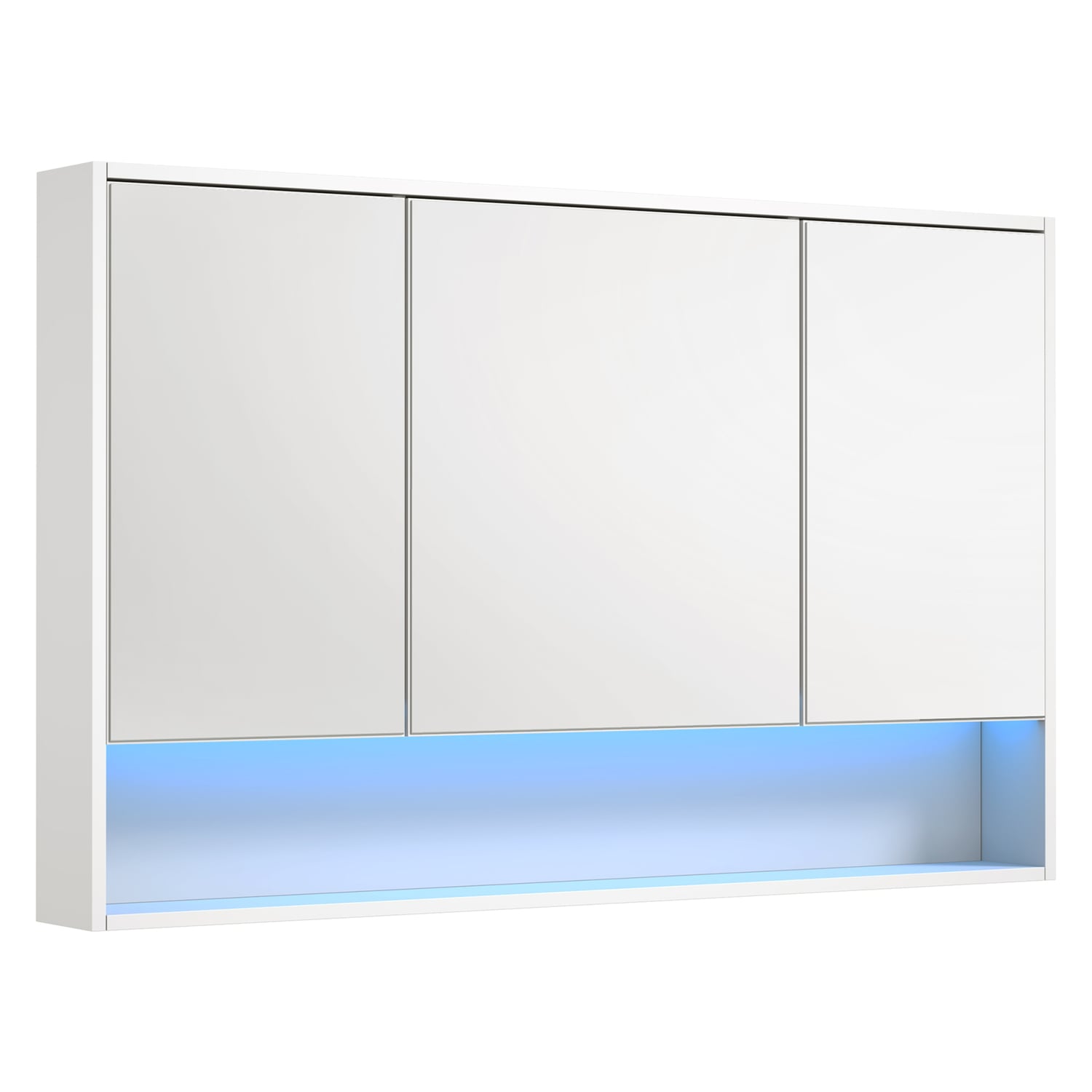 Meriden 1200mm LED Mirrored Shaving Cabinet with Open Shelf