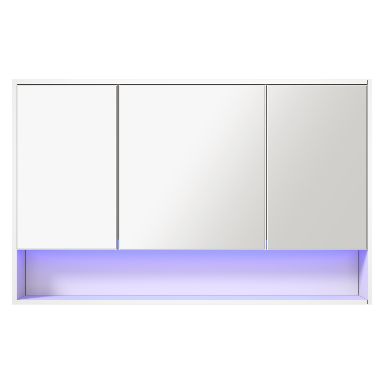 Meriden 1200mm LED Mirrored Shaving Cabinet with Open Shelf