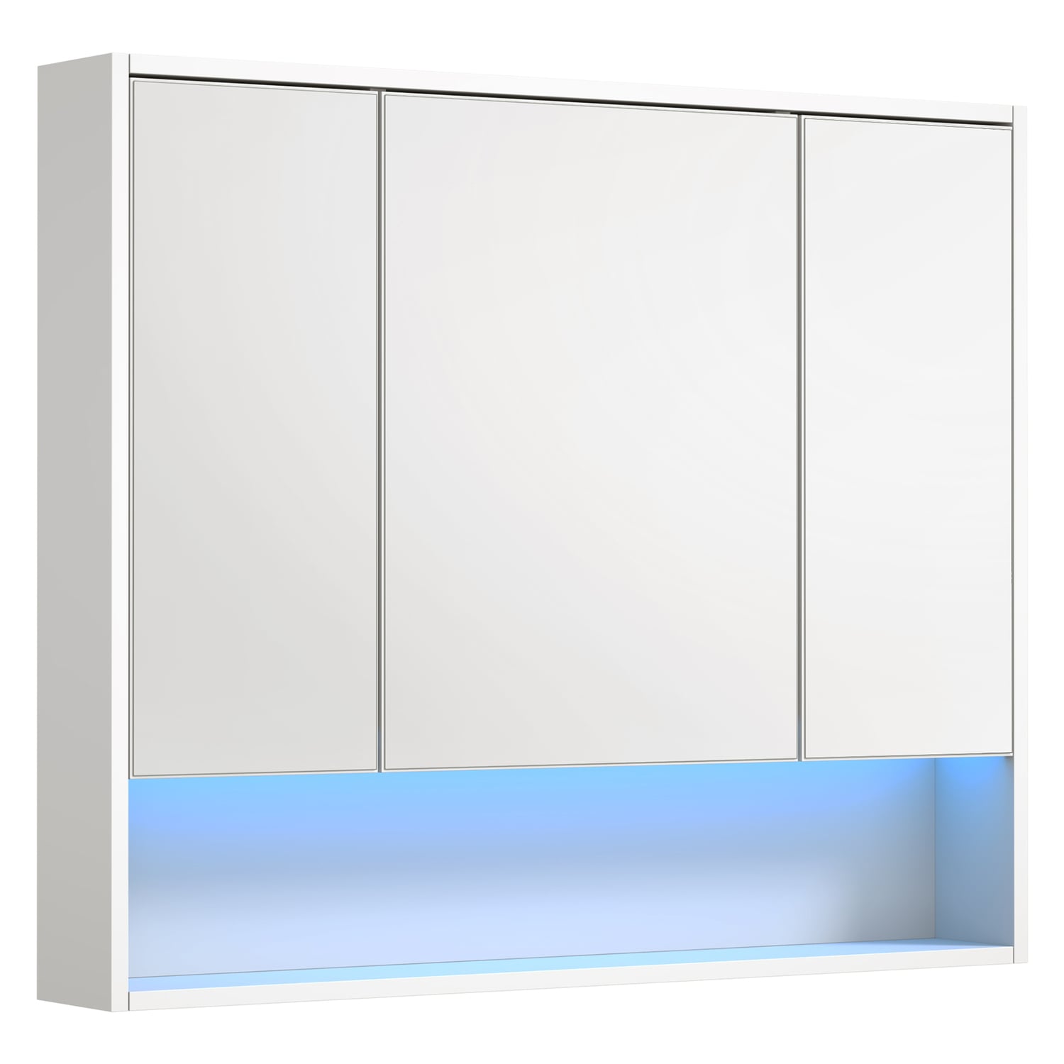 Meriden 900mm LED Mirrored Shaving Cabinet with Open Shelf