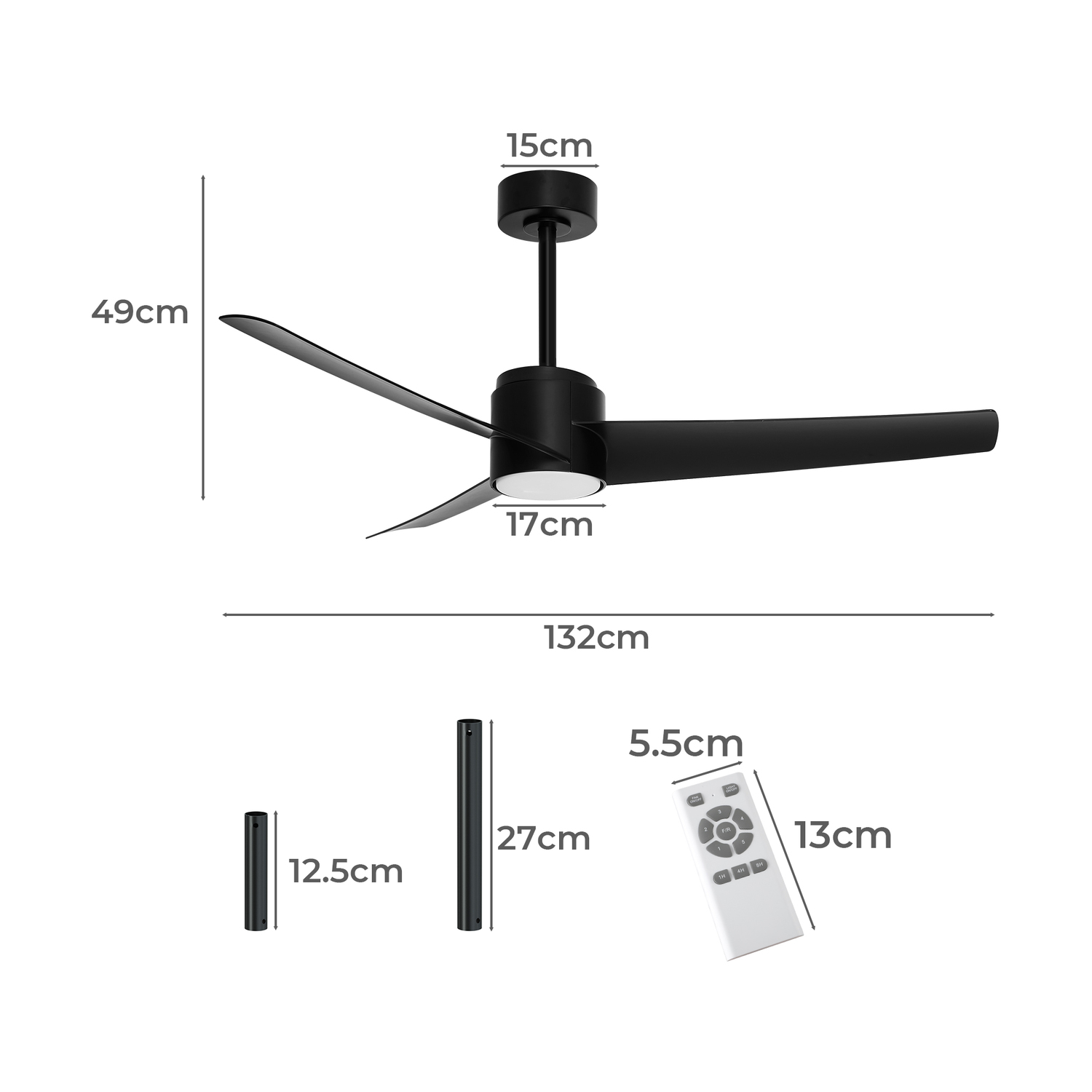 Keanu 132cm DC Ceiling Fan with LED Light