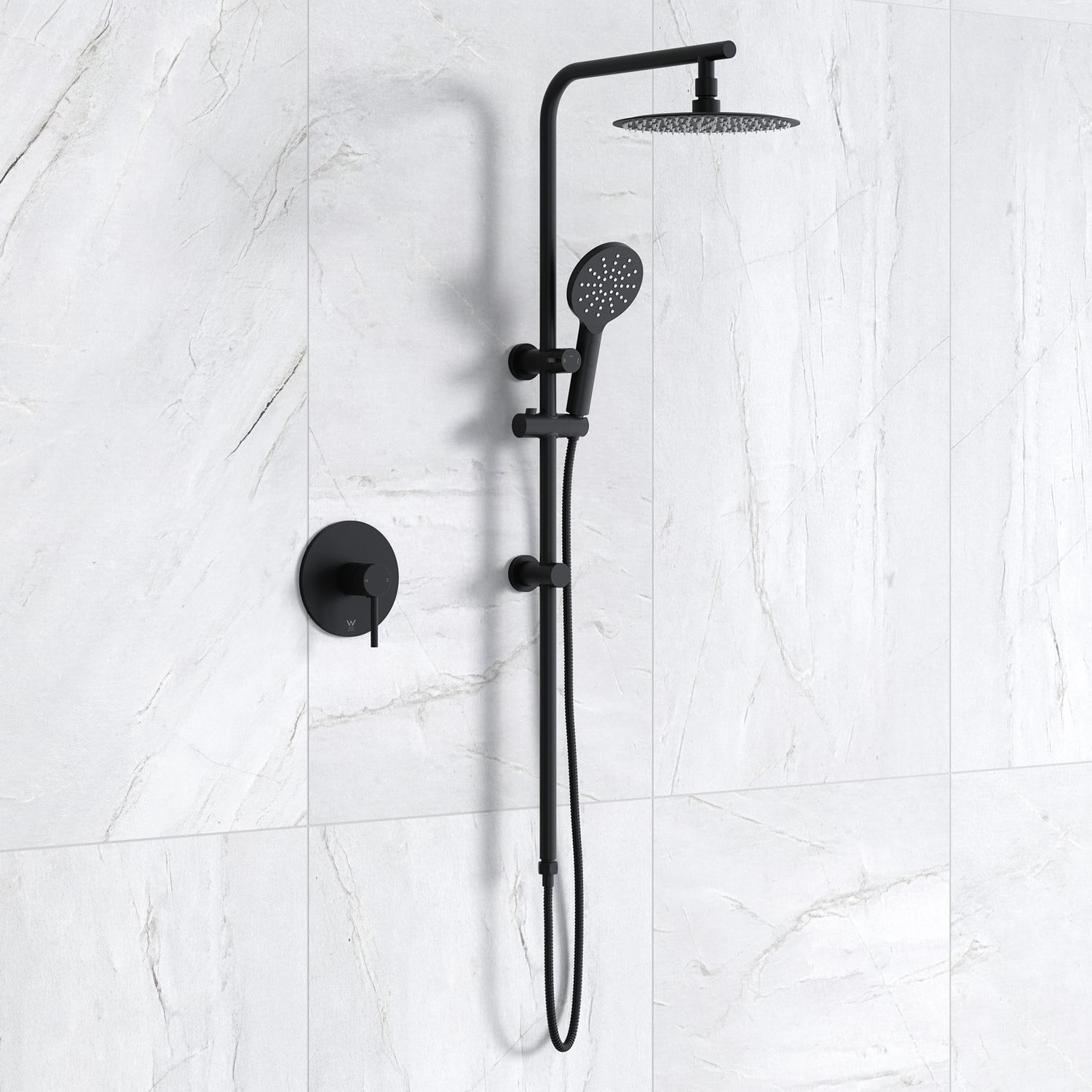 Lia 250mm Round Twin Shower Mixer Set
