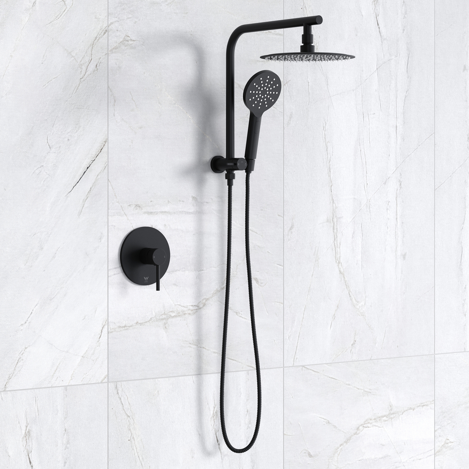 Declan Round Short Twin Shower Mixer Set