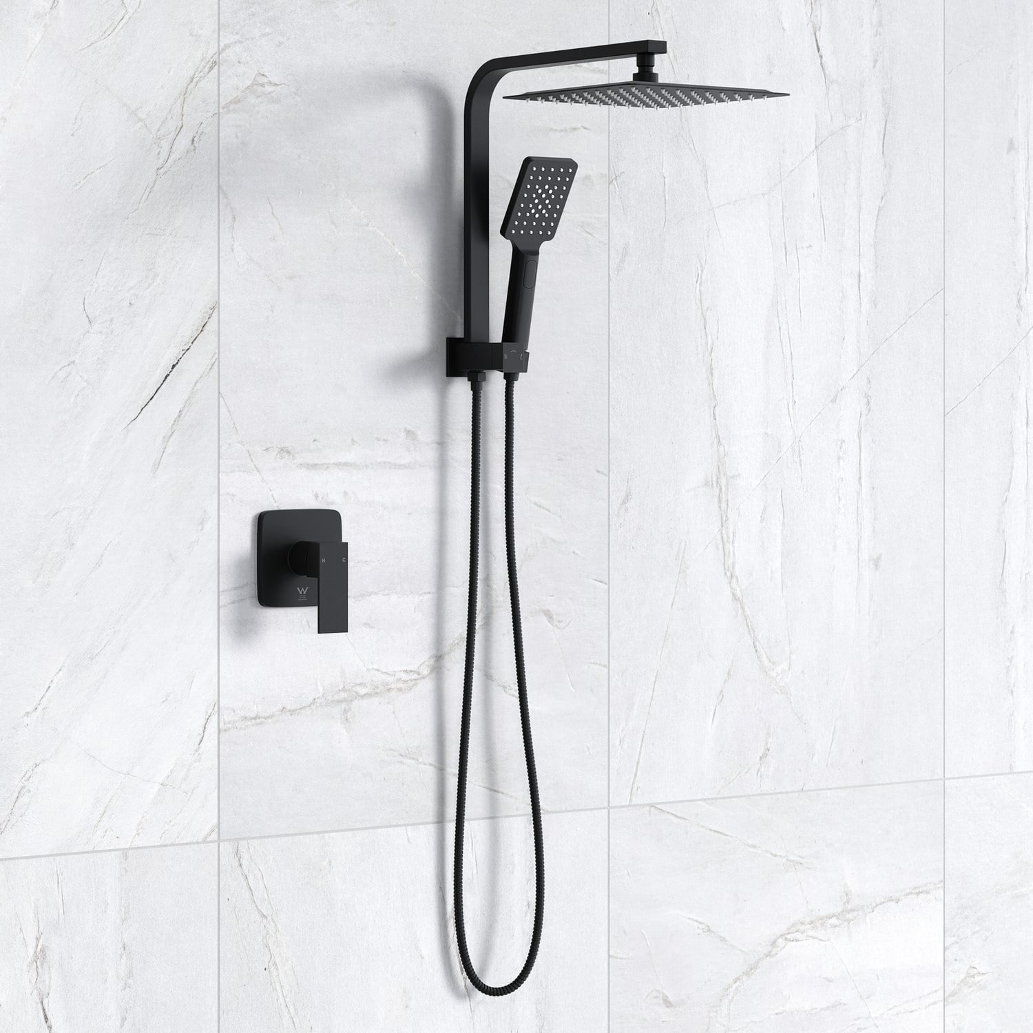 Declan Square Short Twin Shower Mixer Set