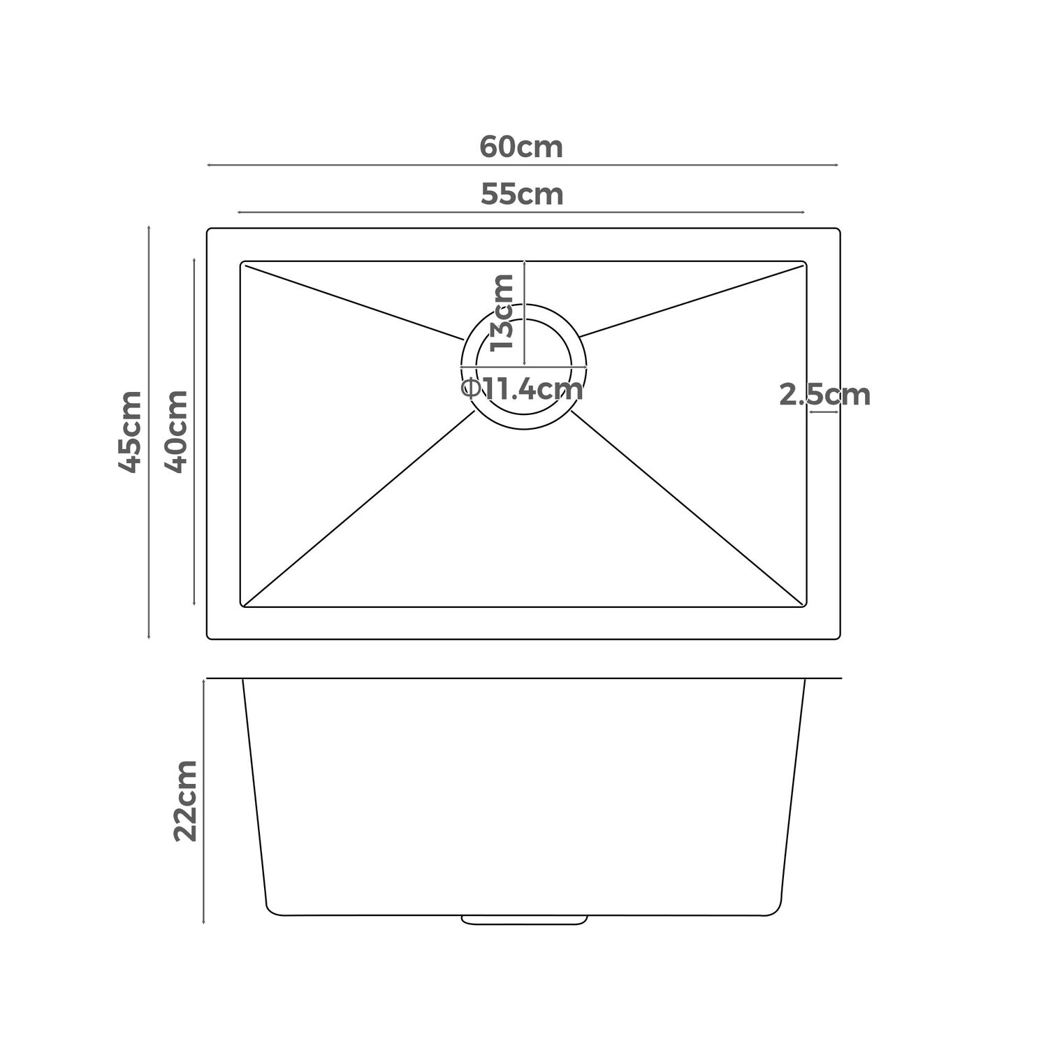 Wingrave 600mm Single Stainless Steel Kitchen Sink