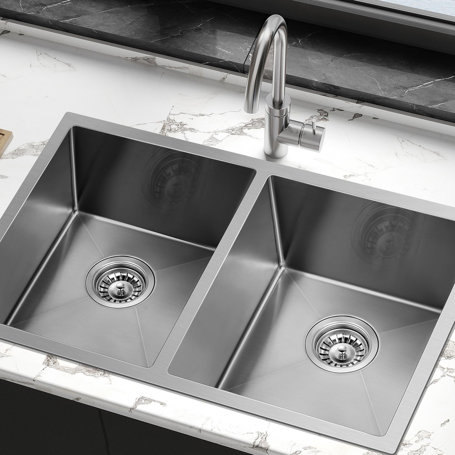 Agnes 770mm Double Stainless Steel Kitchen Sink
