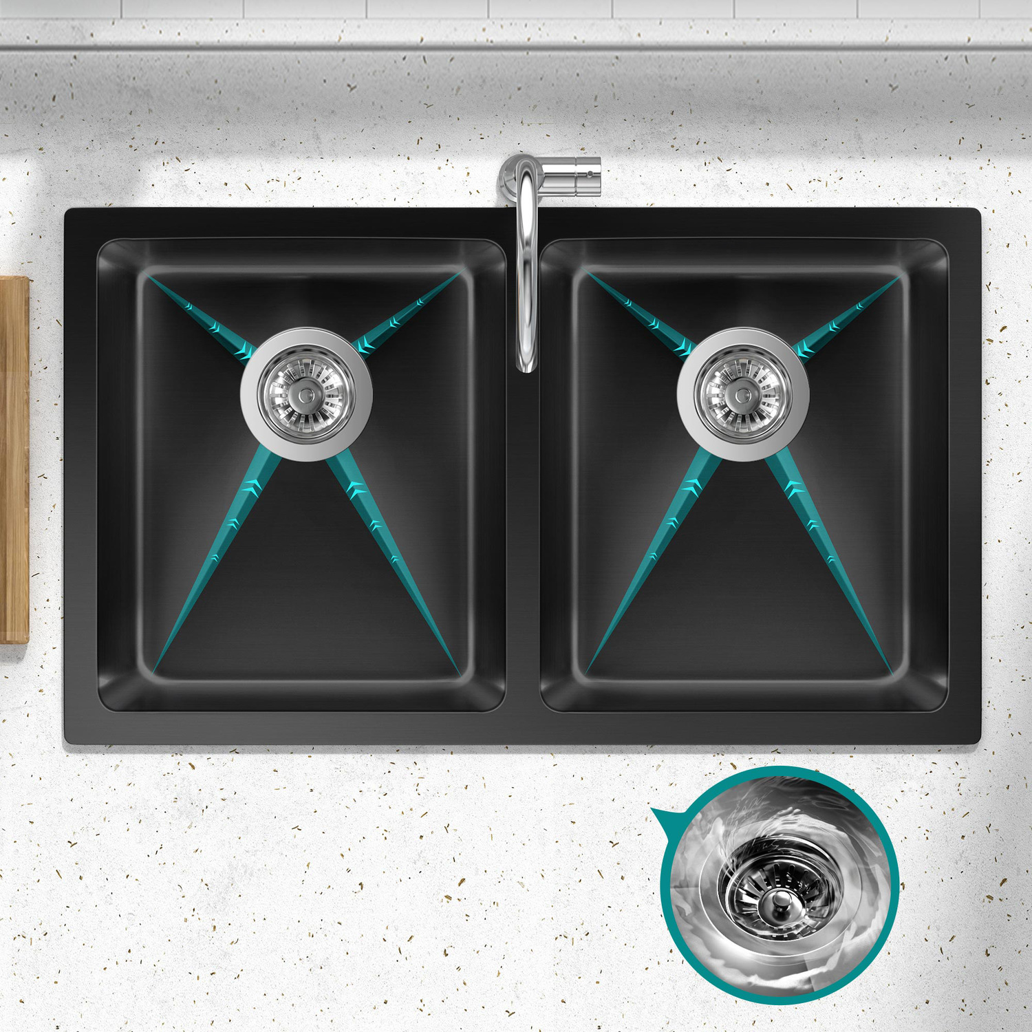 Agnes 770mm Double Stainless Steel Kitchen Sink