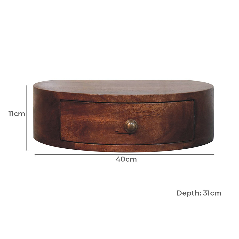 Hailee Mango Wood Wall-Mounted Bedside Table