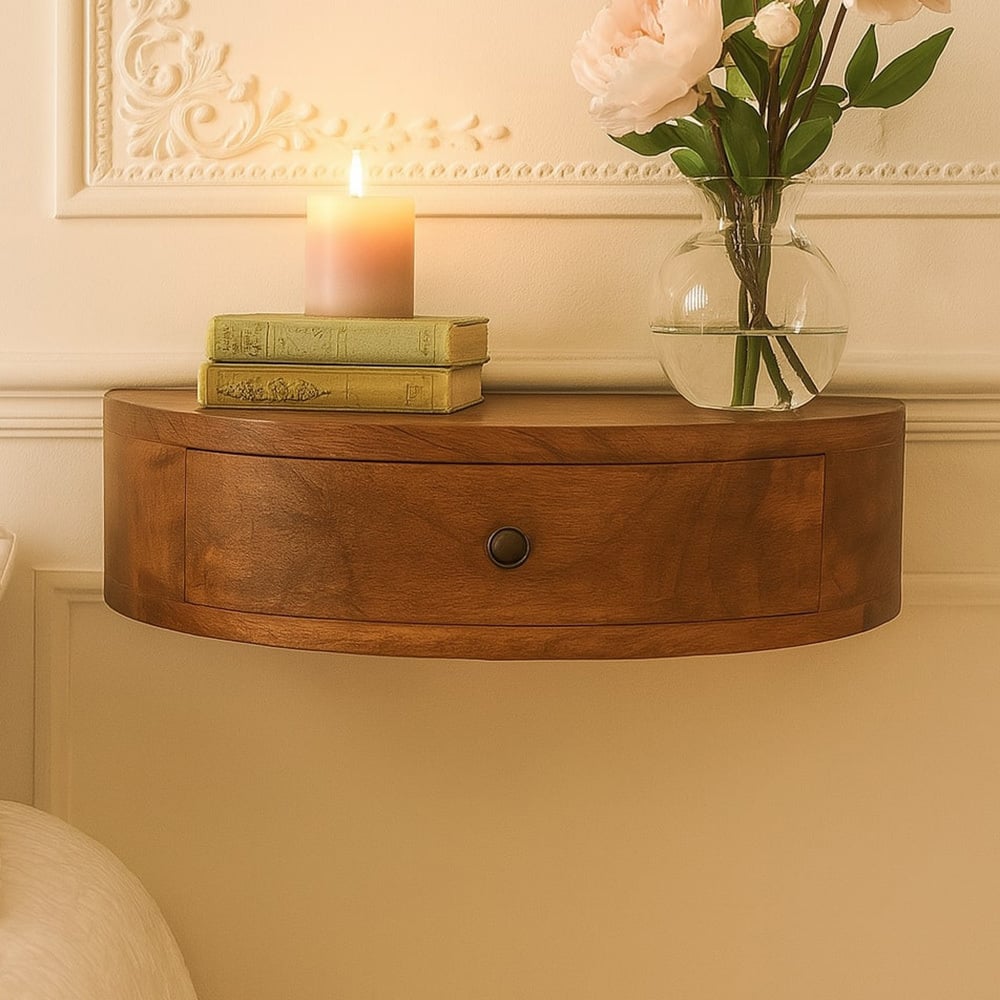 Hailee Mango Wood Wall-Mounted Bedside Table
