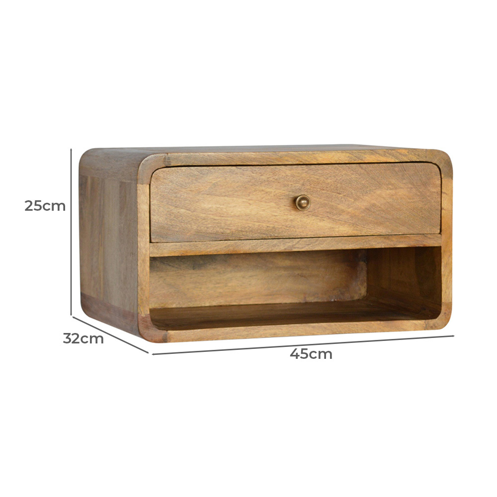 Kilea Mango Wood Wall-Mounted Bedside Table
