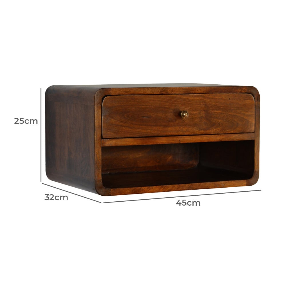 Kilea Mango Wood Wall-Mounted Bedside Table