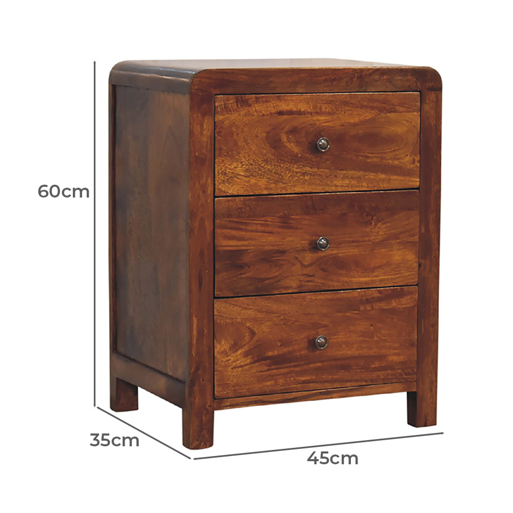Dean 3 Drawer Mango Wood Bedside Table