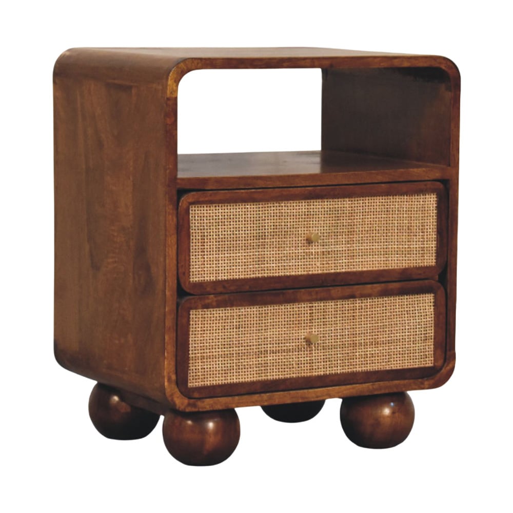 Austra Mango Wood & Rattan Bedside table