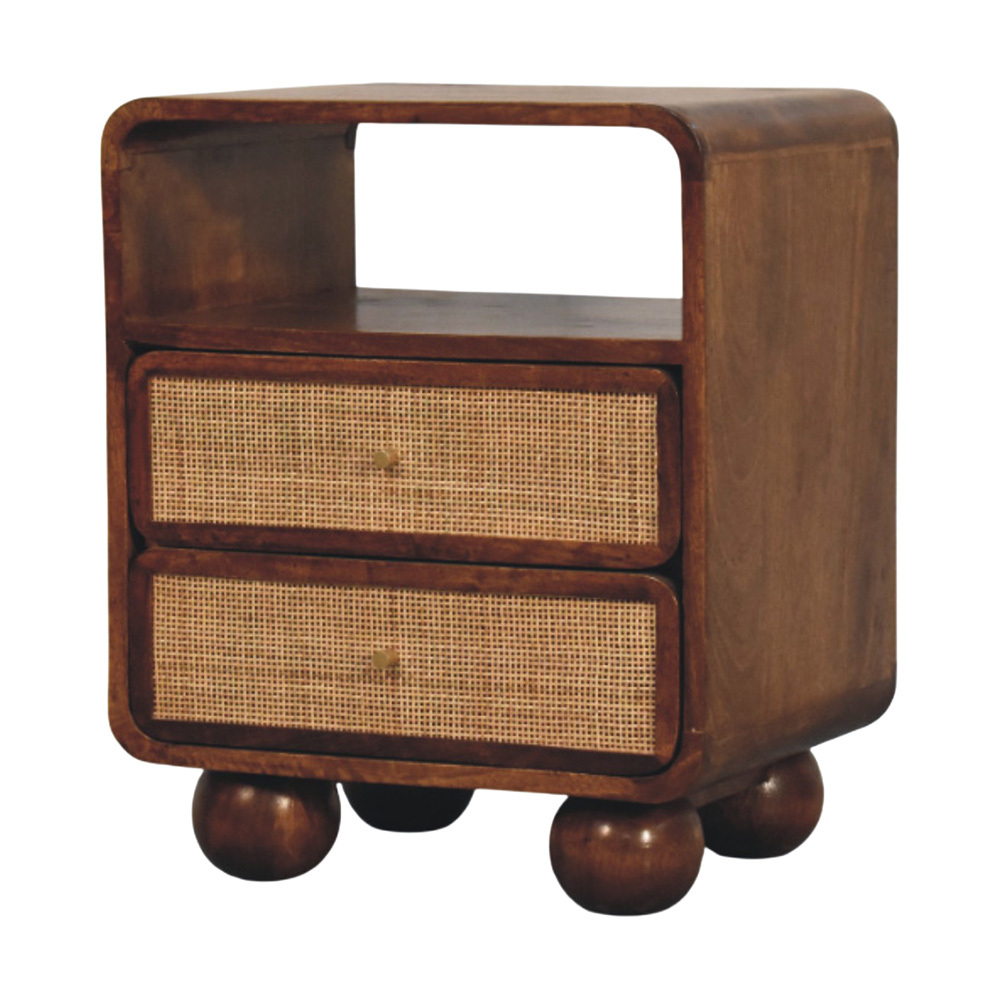 Austra Mango Wood & Rattan Bedside table