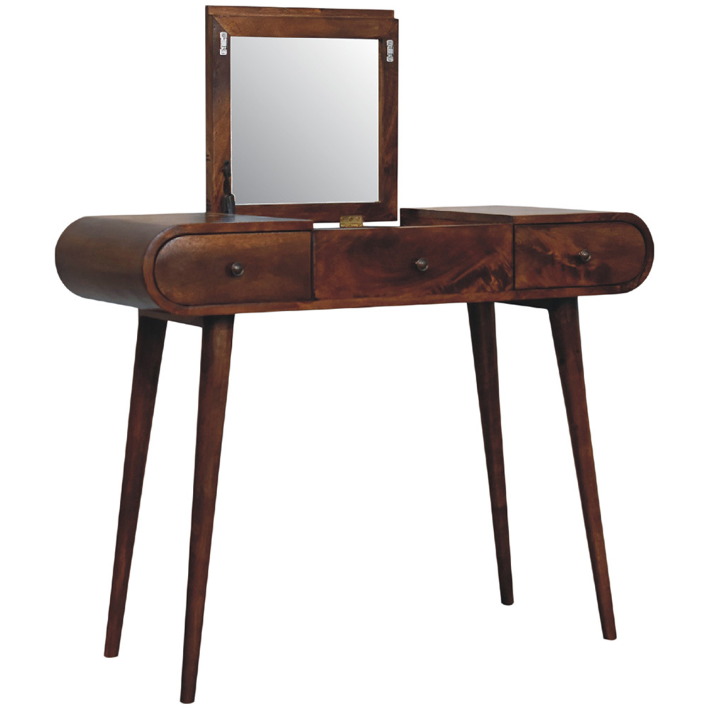 Natalia Mango Wood Dressing Table with Foldable Mirror