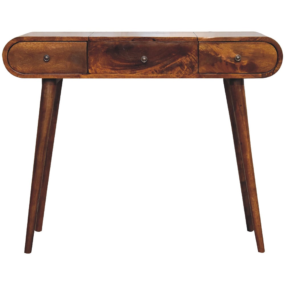 Natalia Mango Wood Dressing Table with Foldable Mirror
