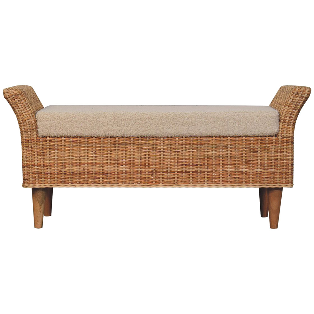 Serafim Mango Wood & Boucle Ottoman Bench