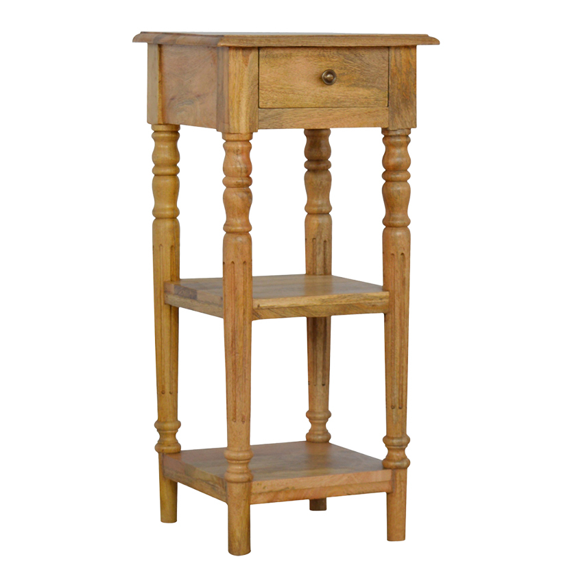 Alyona 1 Drawer 2 Tier Mango Wood Side Table