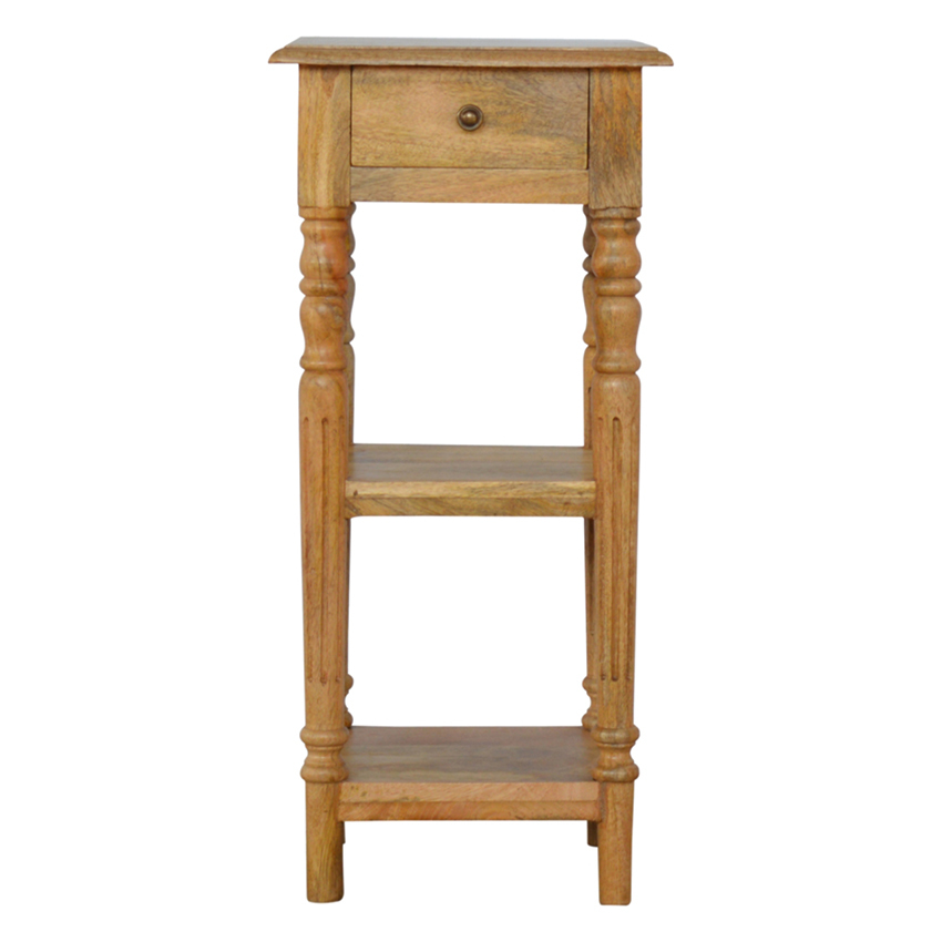 Alyona 1 Drawer 2 Tier Mango Wood Side Table