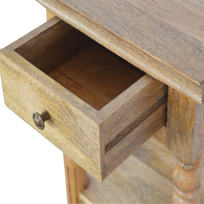 Alyona 1 Drawer 2 Tier Mango Wood Side Table