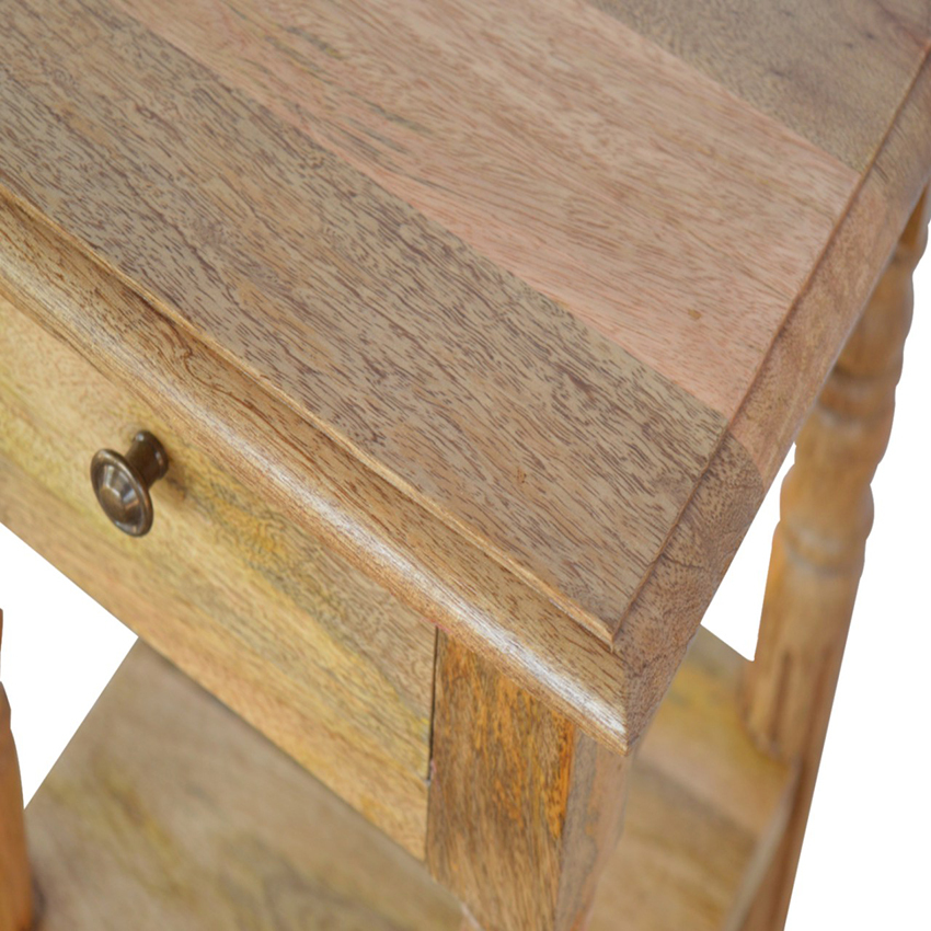 Alyona 1 Drawer 2 Tier Mango Wood Side Table