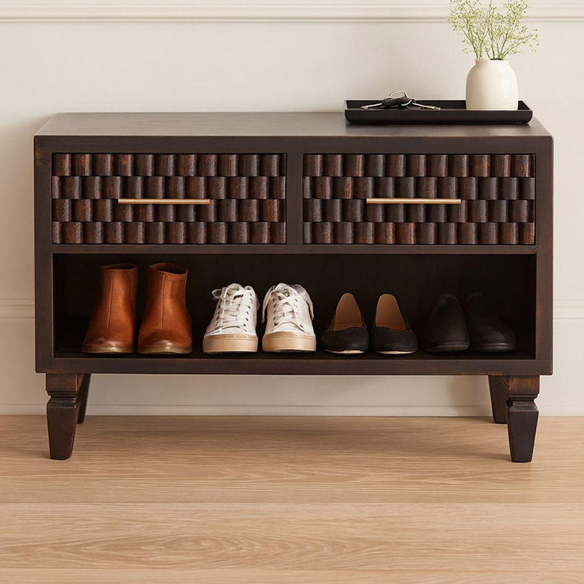 Dominik 2 Drawer Mango Wood Storage Bench