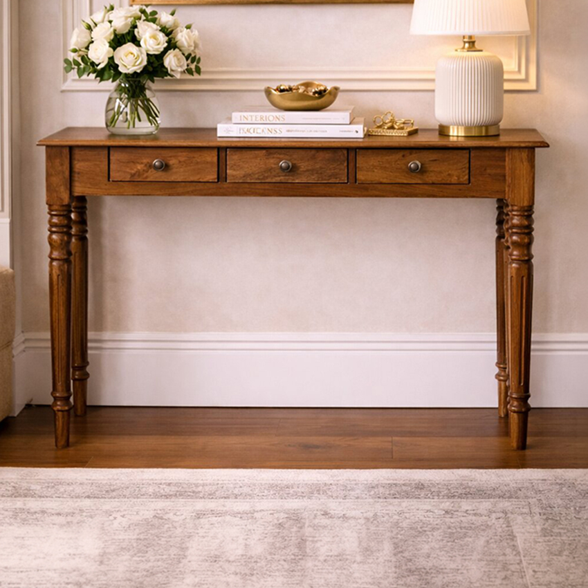 Makani 3 Drawer Mango Wood Console Table