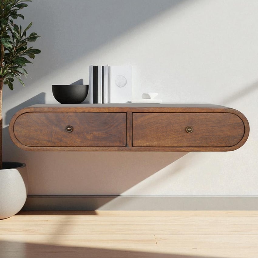 Lowell Mango Wood Wall-Mounted Console Table
