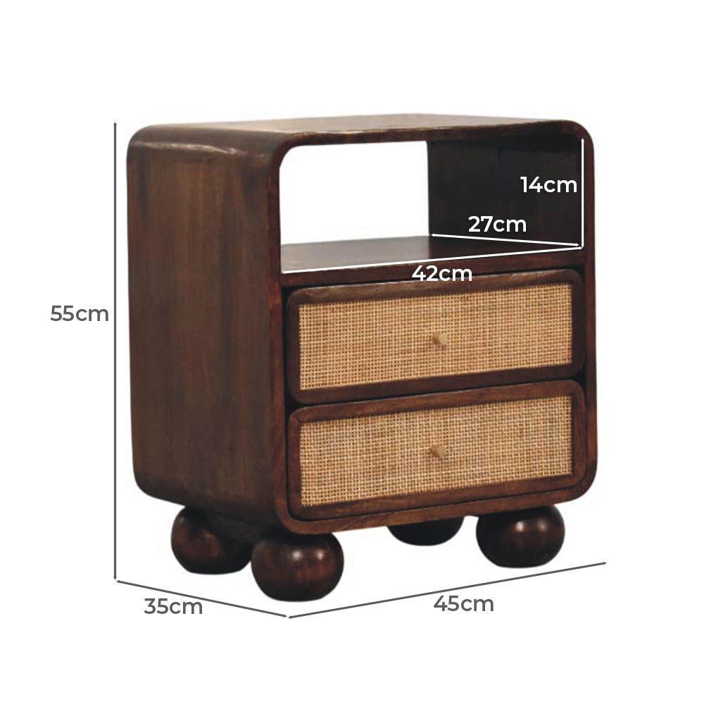 Delja 2 Drawer Mango Wood Bedside Table