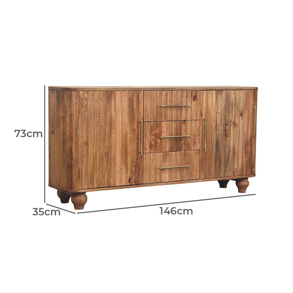 Grigory 3Drawer 2 Door Mango Wood Sideboard