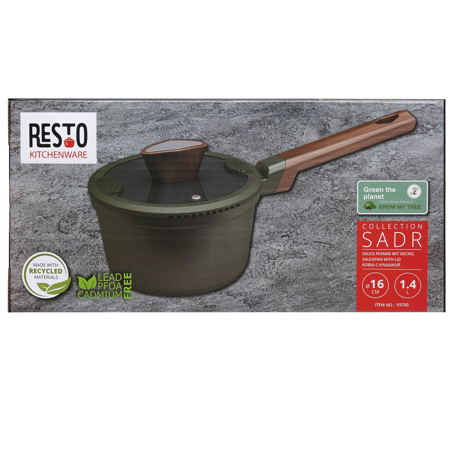 Resto Sadr 1.4L Non-Stick Saucepan with Lid