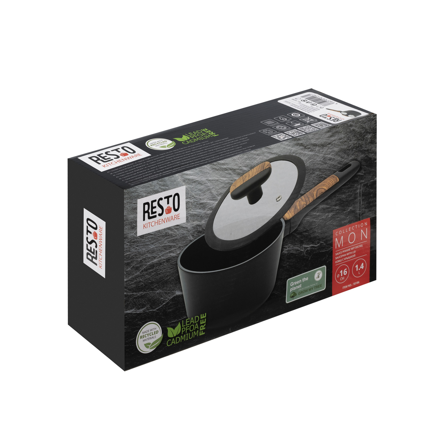 Resto Mon 1.4L Non-Stick Saucepan with Lid